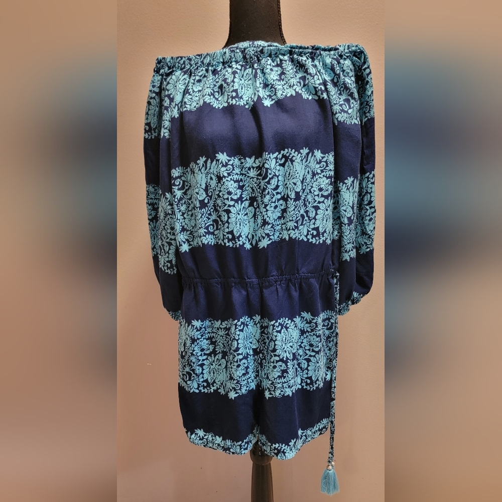 Spiaggia Dolce Navy Romper with Floral Design